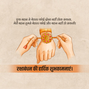 Illustration of hands tying a Rakhi bracelet, celebrating Raksha Bandhan