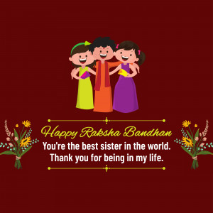 Illustration of a brother with two sisters celebrating Raksha Bandhan