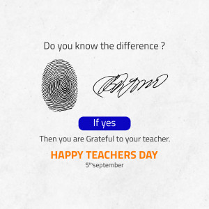 Image depicting a fingerprint and a signature with text celebrating Teachers Day.