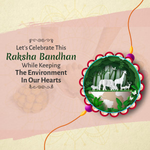 Raksha Bandhan greeting with wildlife theme and eco-friendly message