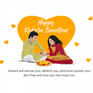 Illustration of a brother and sister celebrating Raksha Bandhan