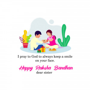 Illustration of a brother tying a Rakhi on his sister's wrist.