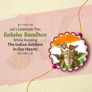 Raksha Bandhan greeting with Indian flag and soldiers