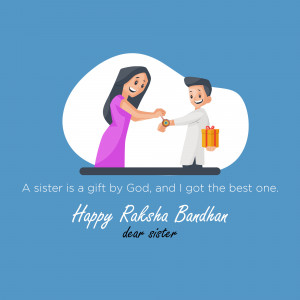 Illustration of a sister tying a Rakhi on her brother's wrist.