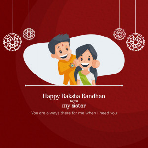 Illustration of a brother tying a Rakhi to his sister's wrist.