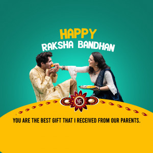 A brother and sister celebrating Raksha Bandhan with a traditional ceremony.