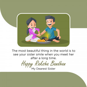 Illustration of a brother and sister celebrating Raksha Bandhan