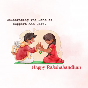 Illustration of a brother and sister celebrating Raksha Bandhan