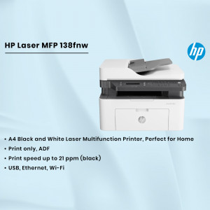 HP Laser MFP 138fnw - A4 Black and White Laser Multifunction Printer