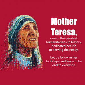 Portrait of Mother Teresa made of smaller images of people