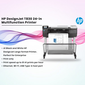 HP DesignJet T830 24-inch Multifunction Printer - A1 Black and White
