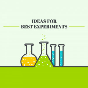 Illustration of beakers and test tubes with the text 'Ideas for Best Experiments'