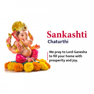 Lord Ganesha idol with Sankashti Chaturthi text