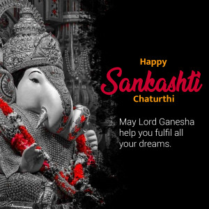 Image of Lord Ganesha with text 'Happy Sankashti Chaturthi'