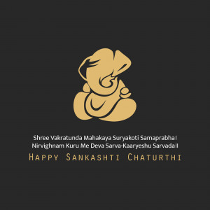 Golden illustration of Lord Ganesha with Sankashti Chaturthi greetings