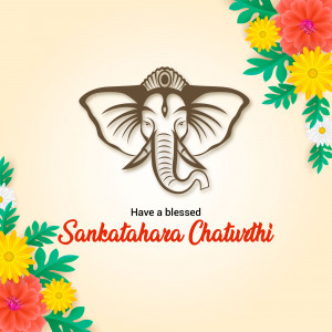 Illustration of Lord Ganesha with flowers for Sankatahara Chaturthi