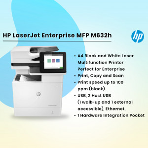 HP LaserJet Enterprise MFP M632h Black and White Multifunction Printer