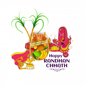 Illustration of Chhath Puja offerings and deity