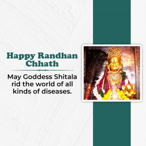 Image depicting Goddess Shitala with a festive Randhan Chhath greeting.
