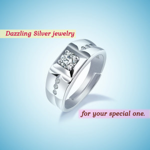 Silver ring with a square-cut diamond, perfect for gifting