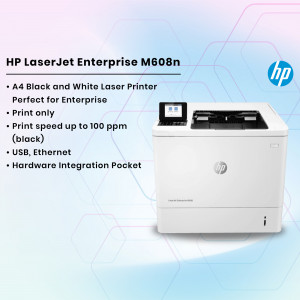 HP LaserJet Enterprise M608n A4 Black and White Laser Printer