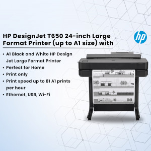 HP DesignJet T650 24-inch Large Format Printer - Black