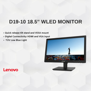 Lenovo D19-10 18.5 inch WLED Monitor with tilt stand