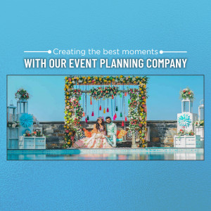 Beautifully decorated wedding stage with floral arch and couple