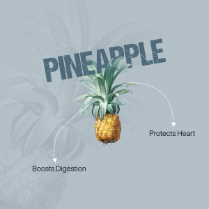 Illustration of a pineapple with text highlighting health benefits