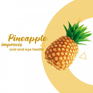 Close-up of a pineapple with text highlighting its health benefits