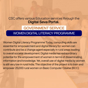 Image promoting the Women Digital Literacy Programme offered through the CSC Government Service portal.