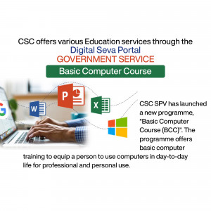 Image promoting the Basic Computer Course offered by CSC Digital Seva Portal