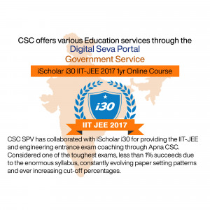 iScholar i30 IIT-JEE 2017 Online Course advertisement with India map background