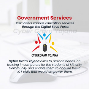 Image showcasing CyberGram Yojana providing computer training and digital services through the Digital Seva Portal.