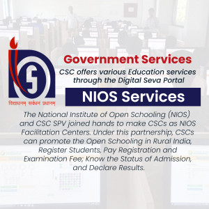 Image showcasing NIOS services offered through the Government's CSC Digital Seva Portal.