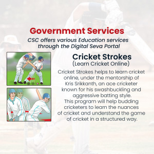 Cricket training advertisement by Government Services through Digital Seva Portal