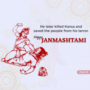 Illustration of Lord Krishna defeating Kansa, celebrating Janmashtami