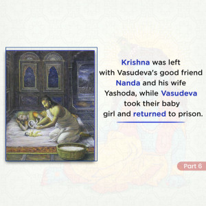 Painting depicting Vasudeva exchanging baby Krishna with Nanda's son.