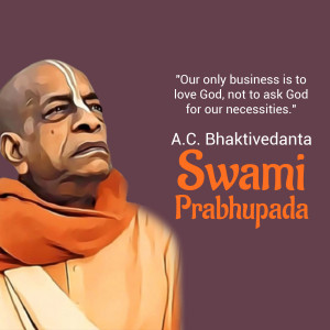 Portrait of Srila Prabhupada with a motivational quote.
