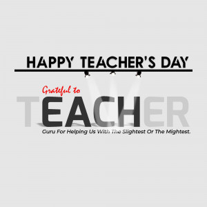 Happy Teacher's Day graphic with text and silhouette of students