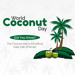 Illustration for World Coconut Day featuring coconuts and palm trees.