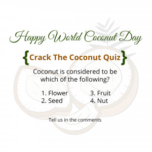 World Coconut Day graphic with a quiz question.