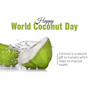 Image celebrating World Coconut Day with a coconut being cracked open