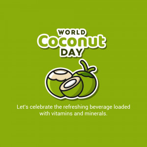 Illustration of a coconut with the text 'World Coconut Day'