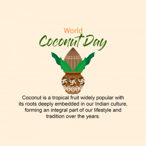 World Coconut Day graphic with coconut and traditional pot