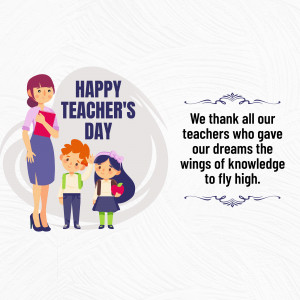Illustration of a teacher with students, celebrating Teacher's Day.