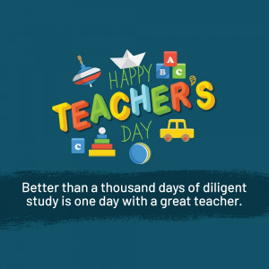 Happy Teacher's Day graphic with toys and lettering