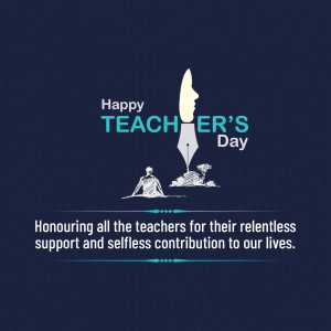 Happy Teacher's Day graphic with a pen forming a silhouette of a face.