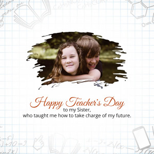 Image of a sister and brother with a 'Happy Teacher's Day' message.
