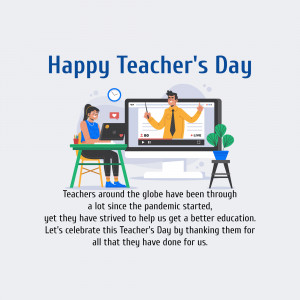 Illustration of a teacher giving an online lesson to a student.
